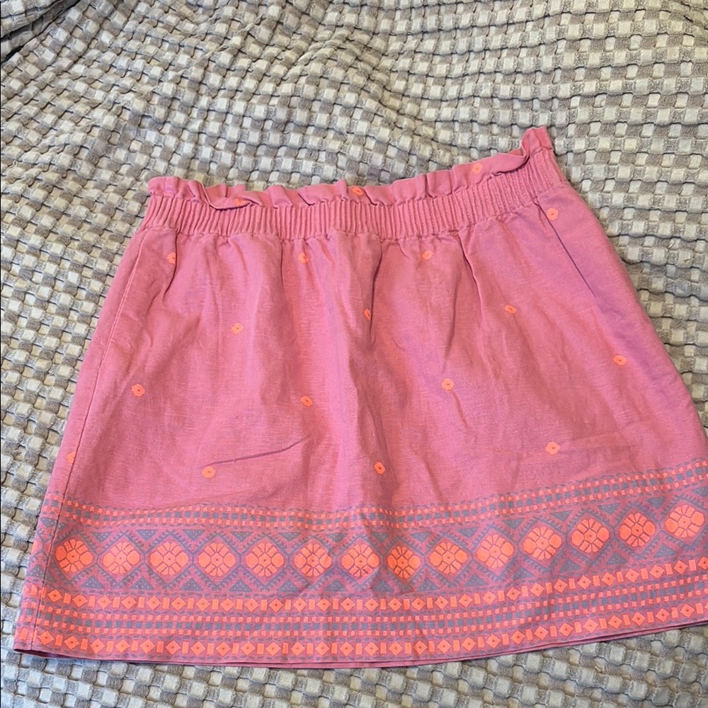 J. Crew Pink and Orange Smocked Mini Skater Skirt